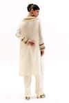 Shop_Garo_Off White Silk Embroidery Round Neck Asymmetric Kurta With Pant _at_Aza_Fashions