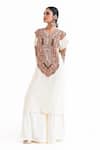 Shop_Garo_Off White Silk Embroidery Round Neck Kaftan Set _at_Aza_Fashions