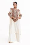 Buy_Garo_Off White Silk Embroidery Round Neck Kaftan Set _at_Aza_Fashions