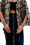 Shop_Garo_Blue Silk Embroidery Open , Round Geometric Jacket And Draped Skirt Set _Online_at_Aza_Fashions