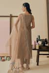 Bhawna Sethi_Beige Chanderi Cotton, Silk, Chanderi, Cotton, Saaz Ribbon Placement Kurta Set _Online_at_Aza_Fashions