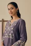 Shop_Bhawna Sethi_Purple , Cotton, Silk, Silk, Kumud Threadwork Kurta Set _at_Aza_Fashions