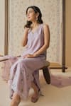 Shop_Bhawna Sethi_Purple Chanderi Cotton, Silk, Organza Embroidery Badal Placement Kurta Set _at_Aza_Fashions
