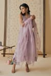 Buy_Bhawna Sethi_Purple Chanderi Cotton, Silk, Organza Embroidery Badal Placement Kurta Set _at_Aza_Fashions
