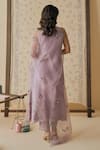 Bhawna Sethi_Purple Chanderi Cotton, Silk, Organza Embroidery Badal Placement Kurta Set _Online_at_Aza_Fashions