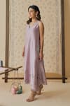 Shop_Bhawna Sethi_Purple Chanderi Cotton, Silk, Organza Embroidery Badal Placement Kurta Set 