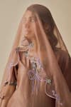 Shop_Bhawna Sethi_Brown Chanderi Silk, Cotton, Organza Embroidery V-neck Kahwa Kurta Set _at_Aza_Fashions