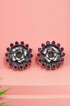 Buy_Sangeeta Boochra_Silver Plated Stones, Beads Floral Bloom Studs _at_Aza_Fashions
