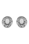 Shop_Sangeeta Boochra_Silver Plated Gemstones, Heritage Engraved Studs _at_Aza_Fashions