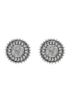 Shop_Sangeeta Boochra_Silver Plated Beads Oxidised Floral Statement Studs _at_Aza_Fashions