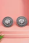 Buy_Sangeeta Boochra_Silver Plated Beads Oxidised Floral Statement Studs _at_Aza_Fashions
