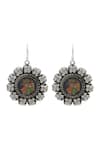 Shop_Sangeeta Boochra_Silver Plated Vintage Temple Art Earrings _at_Aza_Fashions