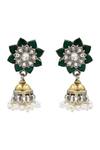 Shop_Sangeeta Boochra_Multi Color Stones, Pearls Sterling Silver Floral Earring _at_Aza_Fashions