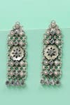 Buy_Sangeeta Boochra_Silver Plated Stones, Pearls Heritage Bloom Earrings _at_Aza_Fashions