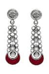 Shop_Sangeeta Boochra_Silver Plated Stones, Beads, Faux Diamonds Heritage Sterling Earrings _at_Aza_Fashions
