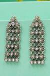 Buy_Sangeeta Boochra_Silver Plated Stones, Crystals Handcrafted Antique Long Earrings _at_Aza_Fashions