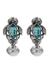 Shop_Sangeeta Boochra_Blue Gemstones, Antique Aqua Marquise Silver Earrings _at_Aza_Fashions