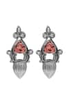 Shop_Sangeeta Boochra_Pink Stones, Crystals Heritage Silver Earrings _at_Aza_Fashions