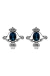 Shop_Sangeeta Boochra_Blue Stones Handcrafted Silver Earrings _at_Aza_Fashions