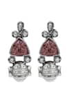 Shop_Sangeeta Boochra_Silver Plated Stones, Crystals Timeless Sterling Earrings _at_Aza_Fashions