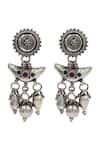 Shop_Sangeeta Boochra_Silver Plated Stones, Beads Heritage Oxidised Earrings _at_Aza_Fashions
