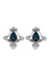 Shop_Sangeeta Boochra_Blue Stones Sterling Elegance Earrings _at_Aza_Fashions