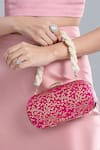 Buy_Nazaakat By Samara Singh_Pink Embroidery Printed Banarsi Silk Clutch _at_Aza_Fashions