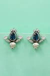 Buy_Sangeeta Boochra_Blue Stones Sterling Elegance Earrings _at_Aza_Fashions