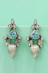 Buy_Sangeeta Boochra_Silver Plated Stones, Crystals Elegant Aqua Sparkle Sterling Earrings _at_Aza_Fashions