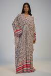Buy_Nadima Saqib_Ivory Crepe Sequins V-neck Work Printed Kaftan _at_Aza_Fashions
