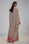 Shop_Nadima Saqib_Ivory Crepe Sequins V-neck Work Printed Kaftan _at_Aza_Fashions