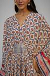 Buy_Nadima Saqib_Ivory Crepe Sequins V-neck Work Printed Kaftan _Online_at_Aza_Fashions