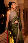 Shop_Punit Balana_Green Organza, , Chanderi Embroidery, Zari, Kaccha Aam Saree Set _Online_at_Aza_Fashions