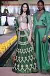 Buy_Punit Balana_Green Silk, Organza Embroidery, Zari V-neck Kaccha Aam Lehenga Set _Online_at_Aza_Fashions
