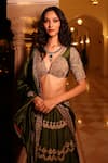 Shop_Punit Balana_Green Silk, Organza Embroidery, Zari V-neck Kaccha Aam Lehenga Set _at_Aza_Fashions