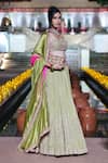 Shop_Punit Balana_Gold Tissue, Silk Organza Embroidery, Piping Sweetheart Neck Marodi Lehenga Set _at_Aza_Fashions