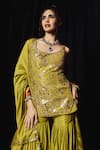 Buy_Punit Balana_Green Silk, Organza Foil Printing, Embroidery, Mirrors Noor Kurta And Gharara Set _Online_at_Aza_Fashions