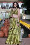Buy_Punit Balana_Green Silk, Organza Embroidery, Foil Printing, The Rani Sa Heena Lehenga Set _Online_at_Aza_Fashions