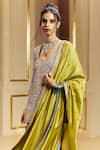 Shop_Punit Balana_Blue Tissue, Silk, Organza Embroidery Scoop Neck Noor Kurta And Gharara Set _at_Aza_Fashions