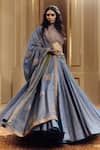 Buy_Punit Balana_Blue Tissue, Silk Embroidery, Zari, Sequins Halter Neck Saleti Amer Lehenga Set _at_Aza_Fashions