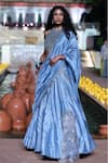Punit Balana_Blue Silk, Chanderi Silk, Organza Embroidery, Rani Sa Blouse And Lehenga Set _Online_at_Aza_Fashions