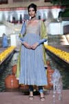 Shop_Punit Balana_Blue Tissue, Silk, Organza, Satin Embroidery, Zari Scoop Saleti Anarkali Set _at_Aza_Fashions