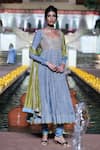 Punit Balana_Blue Tissue, Silk, Organza, Satin Embroidery, Zari Scoop Saleti Anarkali Set _Online_at_Aza_Fashions