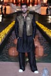 Buy_Punit Balana_Black Chanderi Silk Embroidery Coin Jacket And Pant Set _at_Aza_Fashions