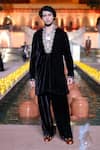 Buy_Punit Balana_Black Velvet Embroidery Kurta With Pant _at_Aza_Fashions