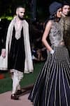 Shop_Punit Balana_Black Velvet, Tissue, Silk Embroidery Amer Kurta Set _at_Aza_Fashions