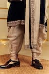 Punit Balana_Black Velvet, Tissue, Silk Embroidery Amer Kurta Set _Online_at_Aza_Fashions