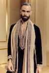Buy_Punit Balana_Black Velvet, Tissue, Silk Embroidery Amer Kurta Set _Online_at_Aza_Fashions