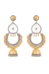 Shop_Auraa Trends_Gold Plated Beads And Silver-plated Chandbali Earrings _at_Aza_Fashions