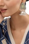 Buy_Auraa Trends_Silver Plated Stones, Pearls Teardrop Kundan Earrings _at_Aza_Fashions